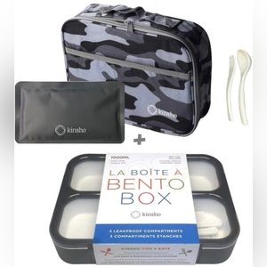 Bento Box w/Camo Lunch Bag, Insulated Container w/Ice Pack, 3 Compartments - NWT